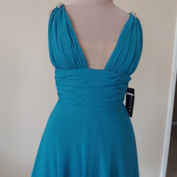 NWT Faviana Short Dress in Teal Style #6037 - Picture 4 of 4
